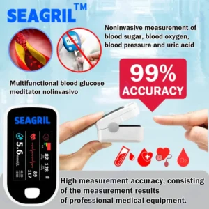 【OFFICIAL STORE】Non-Invasive Health Monitor (Measures Oxygen Saturation, Heart Rate, and Blood Pressure) 99.9% Accurate