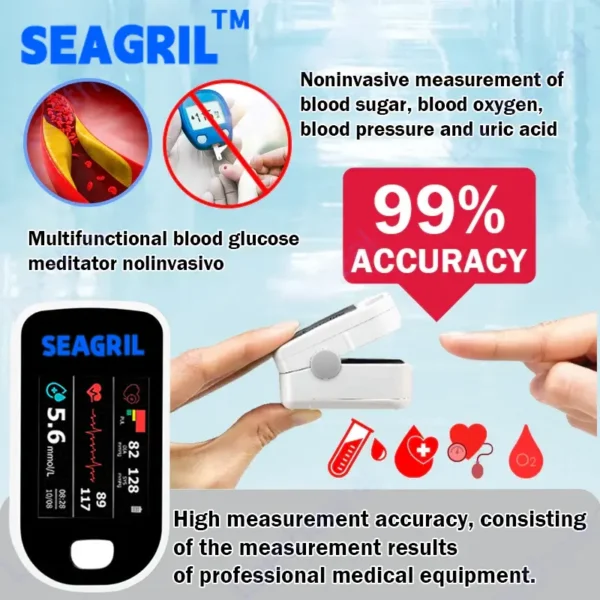【OFFICIAL STORE】Non-Invasive Health Monitor (Measures Oxygen Saturation, Heart Rate, and Blood Pressure) 99.9% Accurate