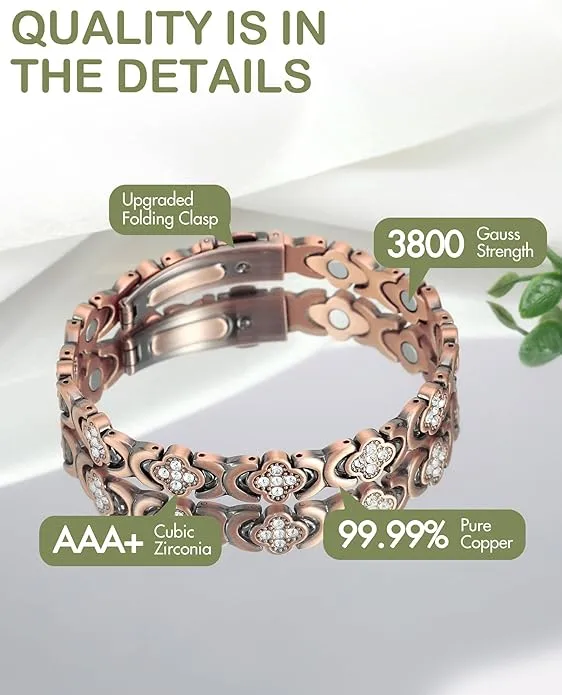 SEAGRIL® Copper Bracelets for Women. Pure Copper Magnetic Bracelet with 3800 Gauss Effective Magnets