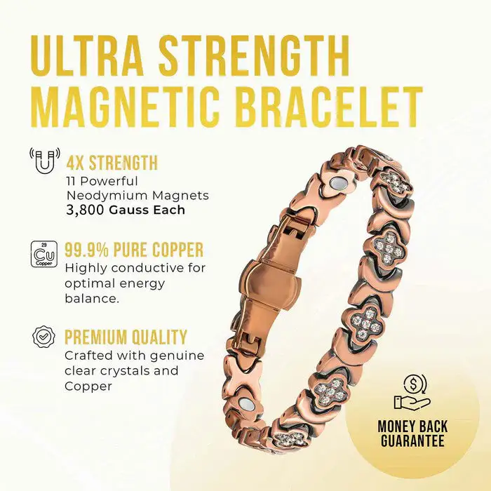 SEAGRIL® Copper Bracelets for Women. Pure Copper Magnetic Bracelet with 3800 Gauss Effective Magnets