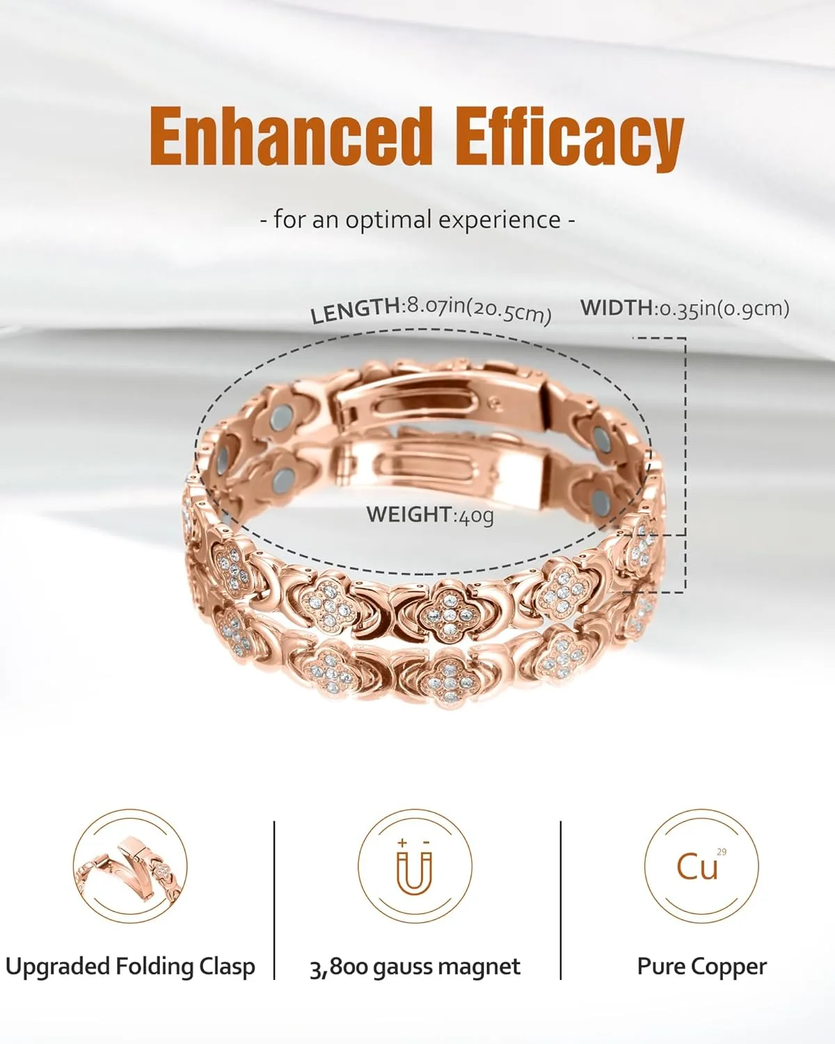 SEAGRIL® Copper Bracelets for Women. Pure Copper Magnetic Bracelet with 3800 Gauss Effective Magnets