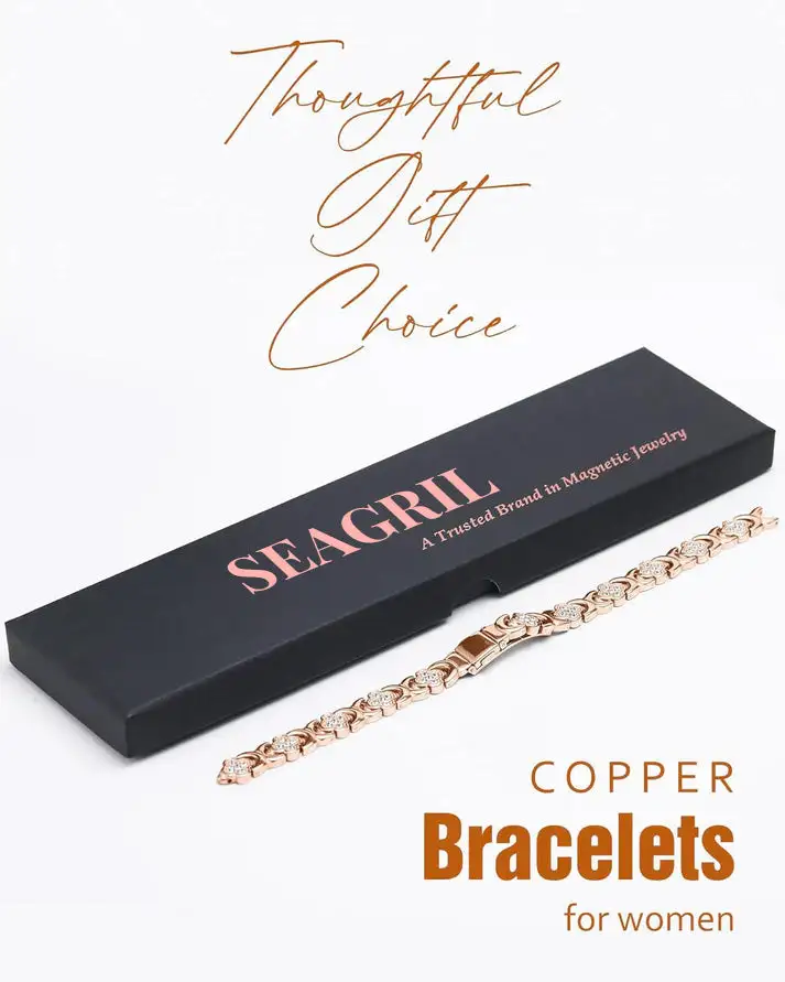 SEAGRIL® Copper Bracelets for Women. Pure Copper Magnetic Bracelet with 3800 Gauss Effective Magnets