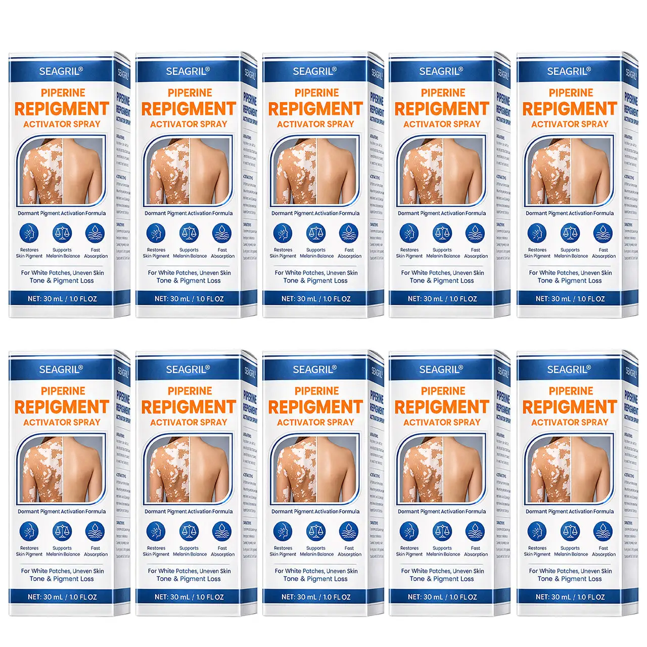 SEAGRIL® Piperine Repigment Activator Spray to Reactivate Dormant Pigment Cells & Restore Natural Skin Color