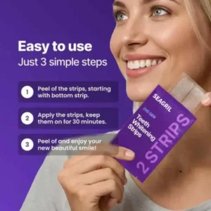 SEAGRIL™ Purple Teeth Whitening Strips 7/21 Treatments Peroxide-Free Enamel Safe No Tooth Sensitivity