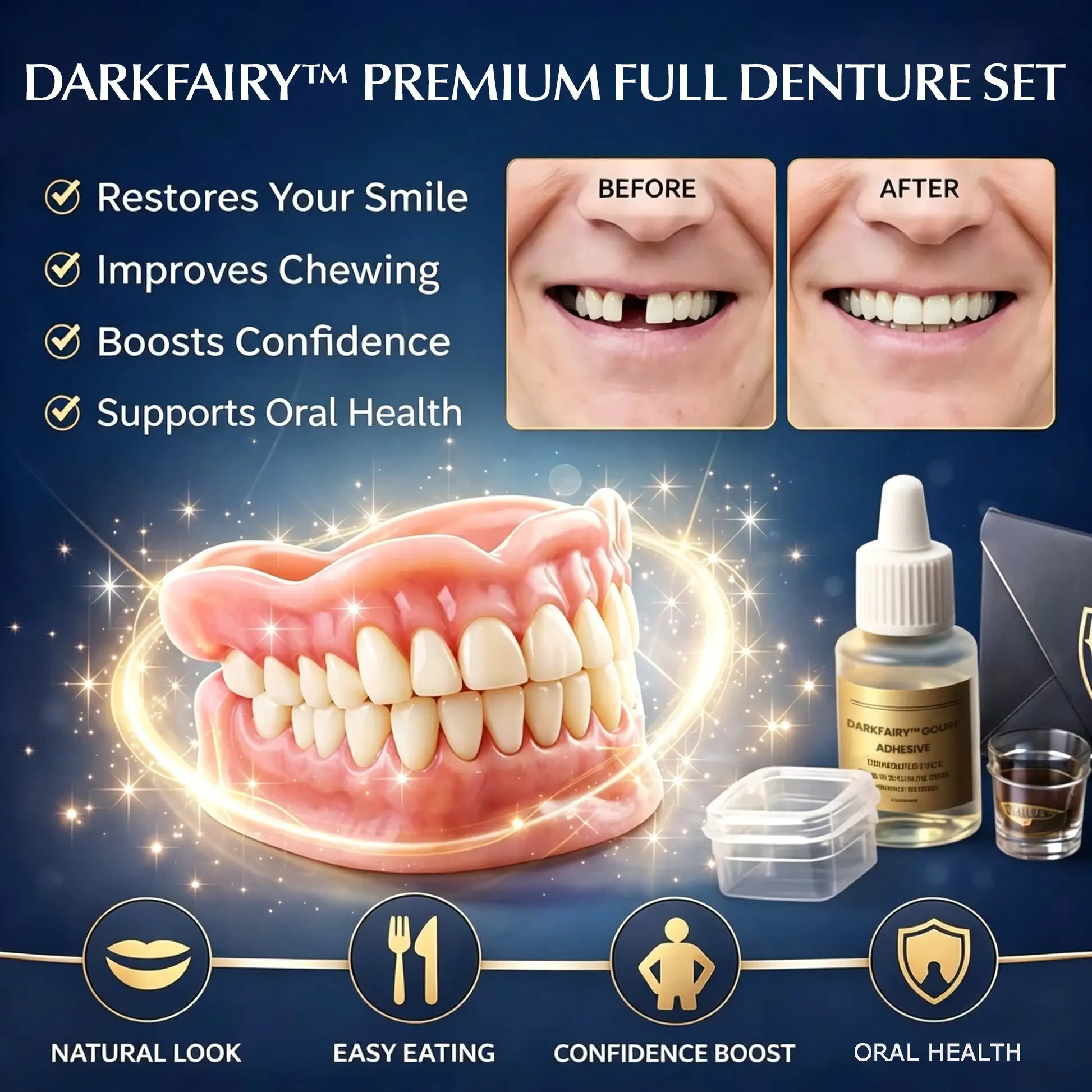 2026🏆✨LAST DAY SALE 70% OFF🔥 Newly upgraded second-generation DarkFairy™ complete dentures