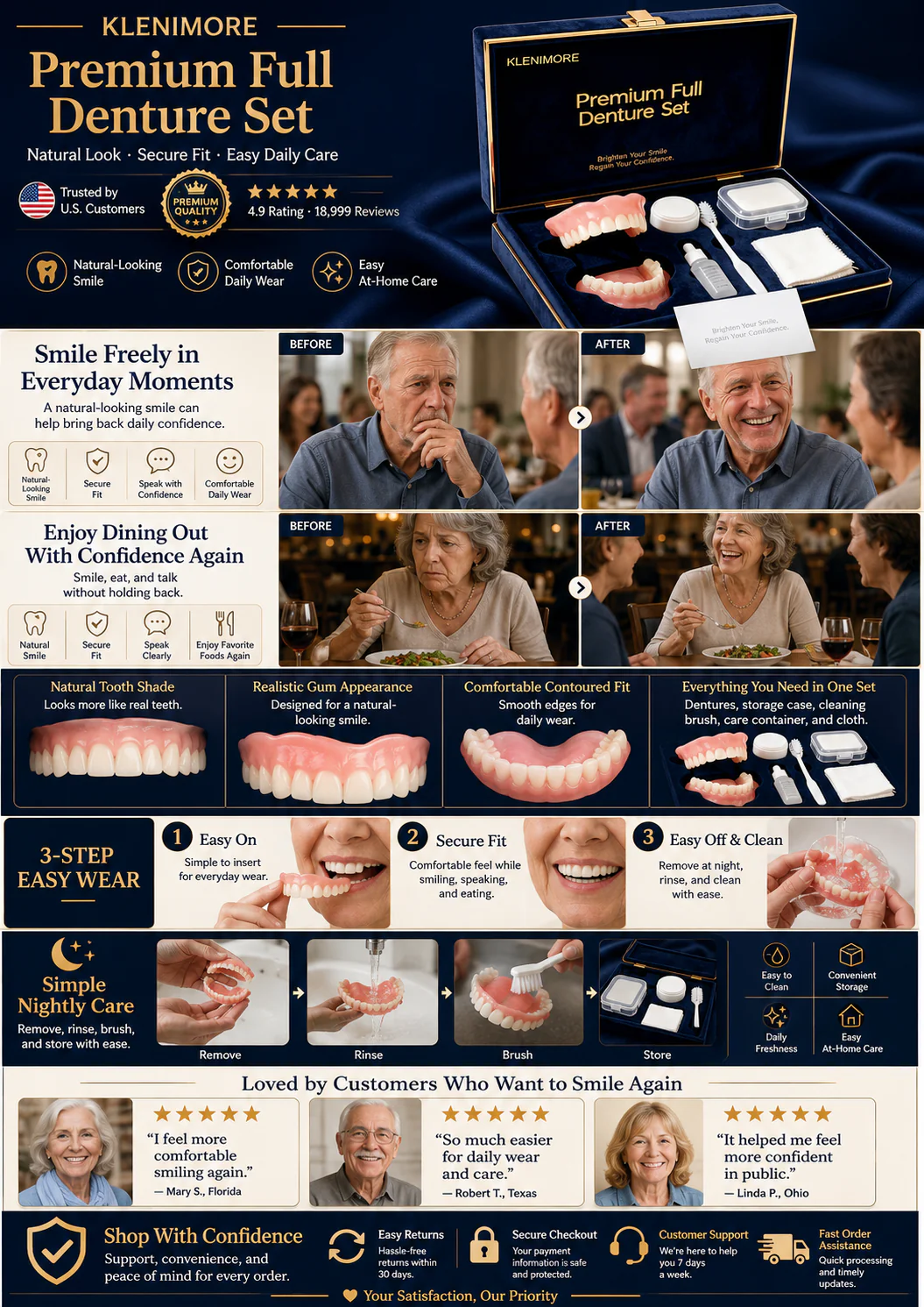 🔥Today's Special: 70% Off!(Affordable Beauty🧏♀️🧏♂️)--KLENIMORE™ --Advanced Customized Full Denture Set🦷