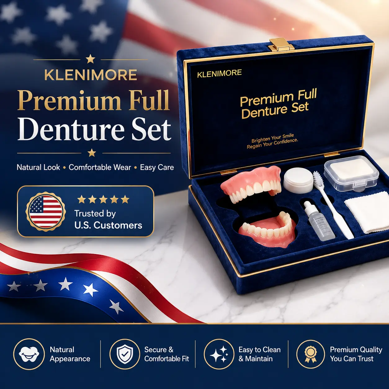 🔥Today's Special: 70% Off!(Affordable Beauty🧏♀️🧏♂️)--KLENIMORE™ --Advanced Customized Full Denture Set🦷