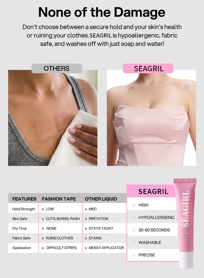 SEAGRIL® Professional Body Adhesive Sweat & Water Resistant Stain-Free Easy to Remove