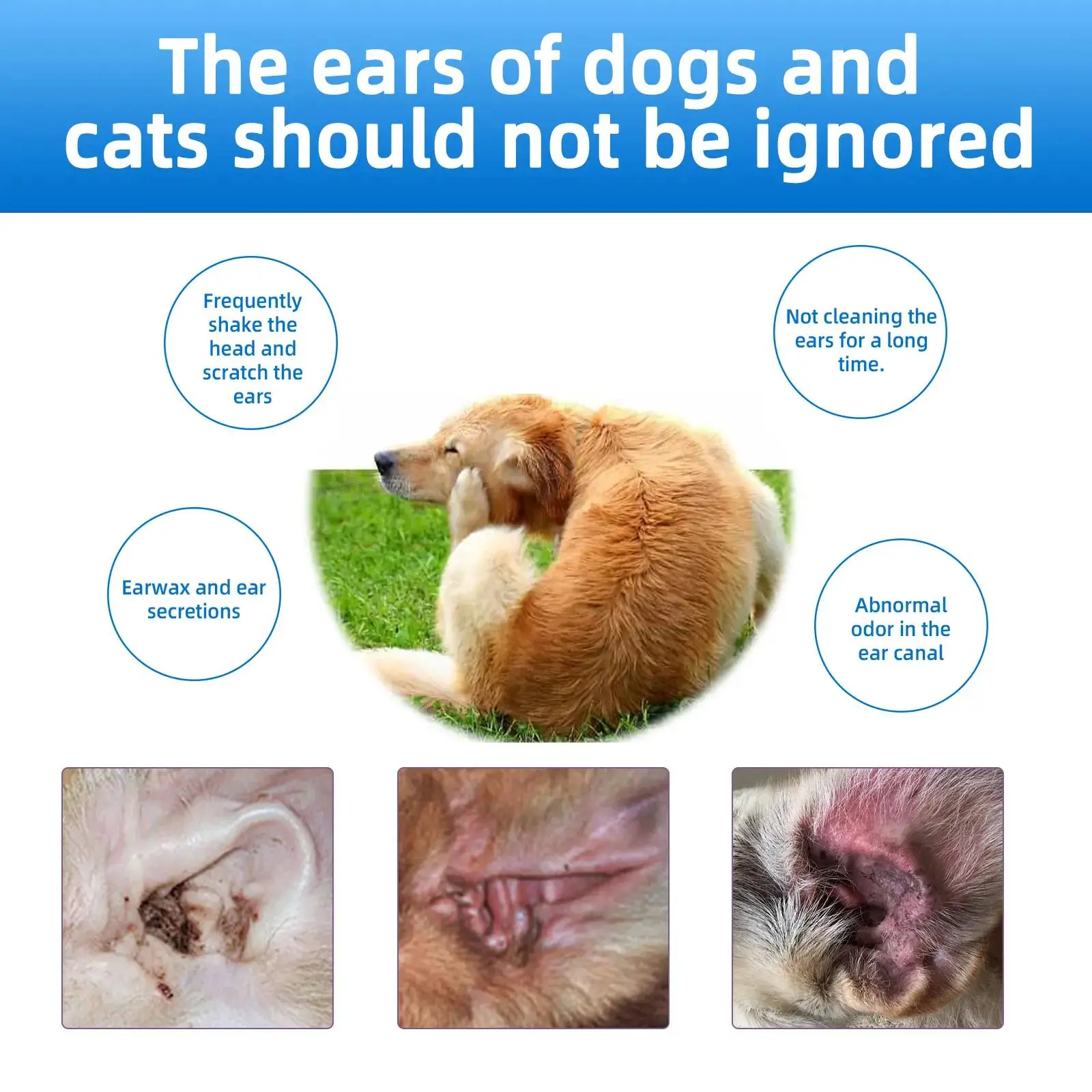 SEAGRIL® Gentle Pet Ear Wash | Odor-Free Cleaning for Dogs & Cats