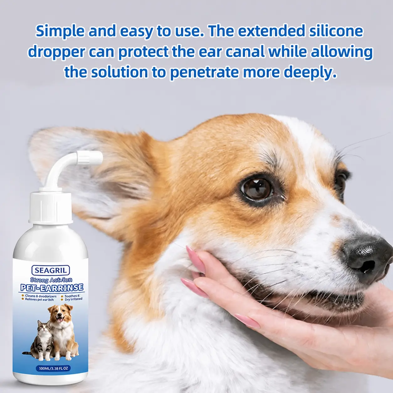 SEAGRIL® Gentle Pet Ear Wash | Odor-Free Cleaning for Dogs & Cats